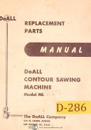 DoAll-Doall ML and V16, Contour Sawing Machine, Replacement Parts Manual 1952-ML-V16-01